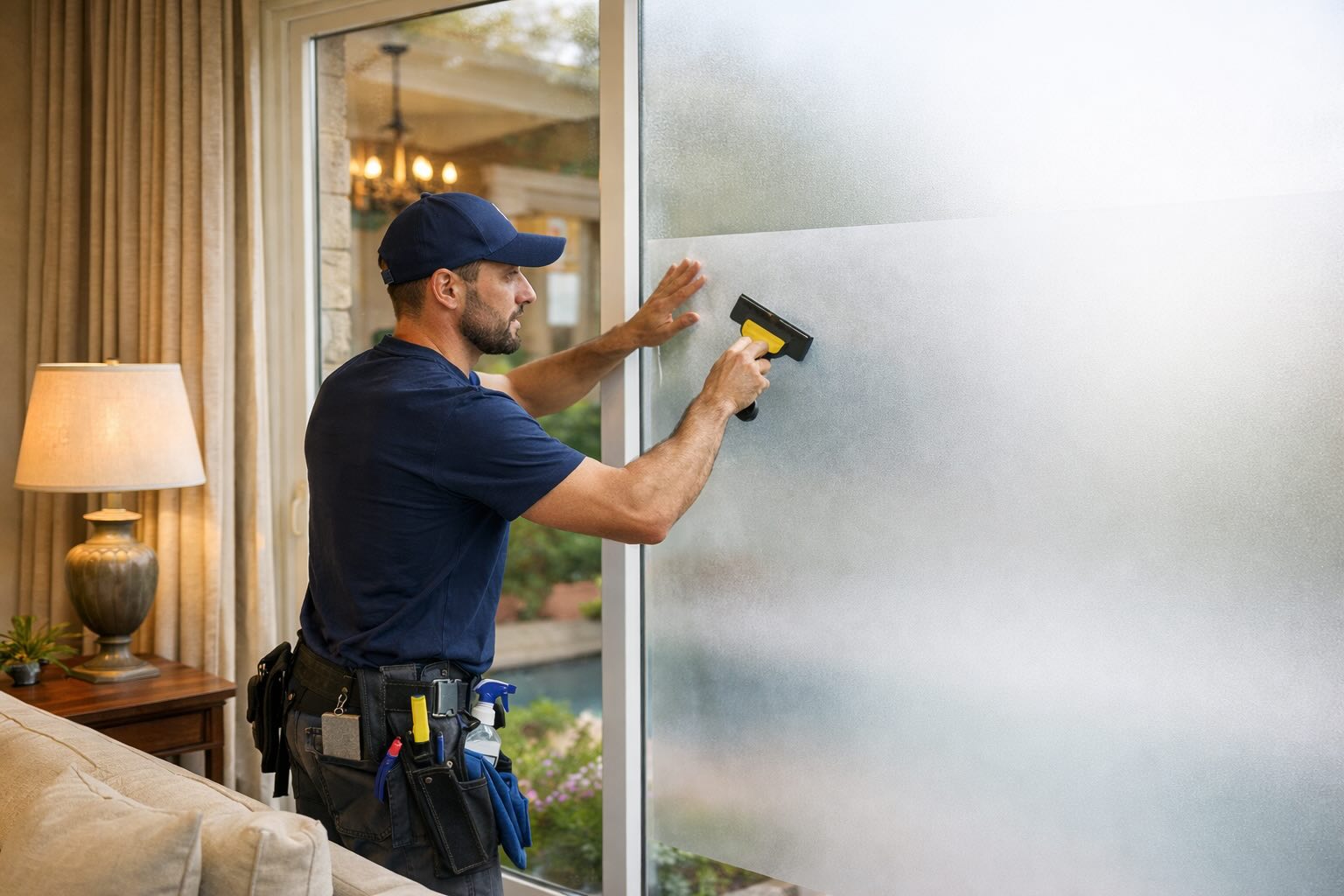 Installing frosted glass دودی کردن پنجره خانه